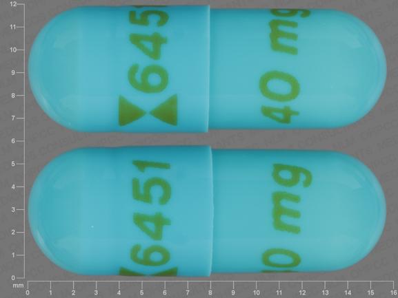 Pill Logo 6451 40 mg Blue Capsule-shape is Esomeprazole Magnesium Delayed-Release
