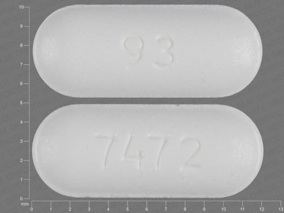 Pill 93 7472 White Capsule-shape is Rizatriptan Benzoate