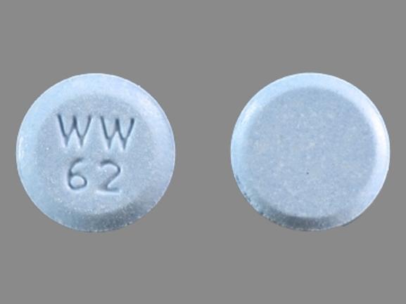 Pill WW 62 Blue Round is Hydrochlorothiazide and Lisinopril