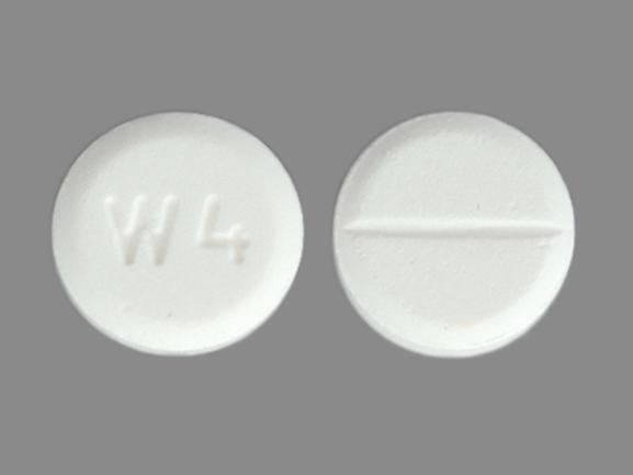 Pill W 4 White Round is Trihexyphenidyl Hydrochloride