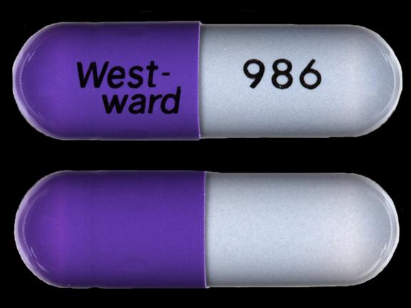Pill West-ward 986 Purple Capsule/Oblong is Cefaclor