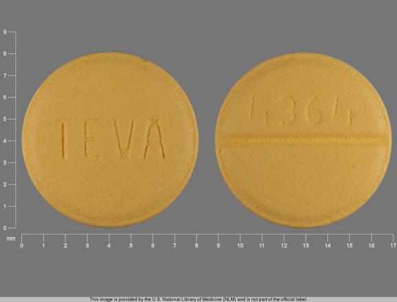Pill TEVA 4364 Yellow Round is Labetalol Hydrochloride