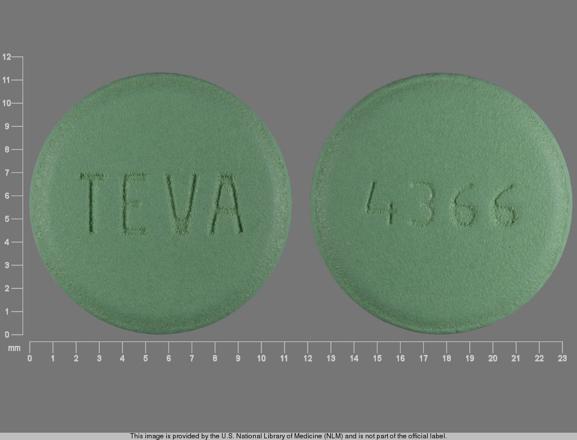 Pill TEVA 4366 Green Round is Labetalol Hydrochloride