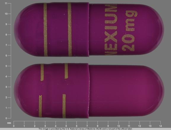 Pill NEXIUM 20 mg Purple Capsule-shape is Nexium