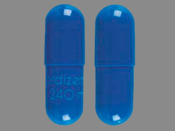 Pill cardizem CD 240 mg Blue Capsule/Oblong is Cardizem CD