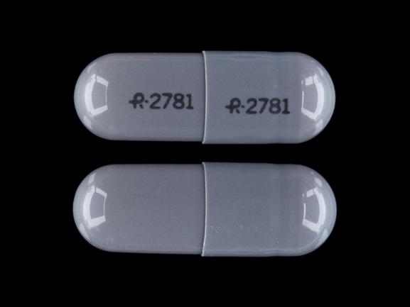 Pill R 2781 R 2781 Gray Capsule/Oblong is Propranolol Hydrochloride Extended Release