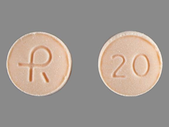 Pill R 20 Peach Round is Hydrochlorothiazide