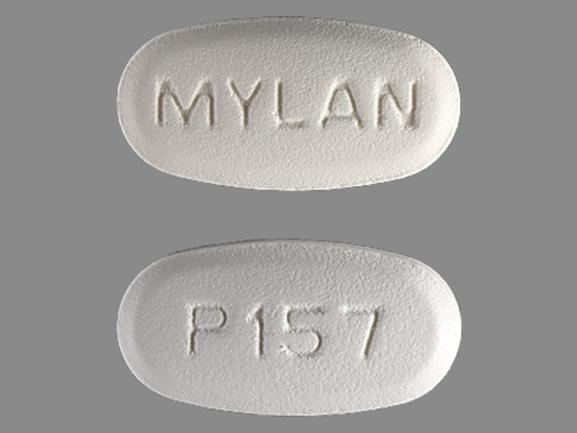 Pill MYLAN P157 White Oval is Metformin Hydrochloride and Pioglitazone Hydrochloride