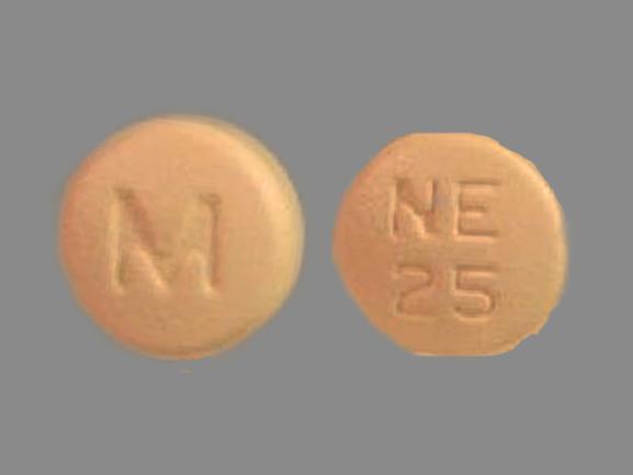 Pill M NE 25 Orange Round is Nisoldipine Extended Release