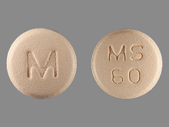 Morphine sulfate extended release 60 mg M MS 60