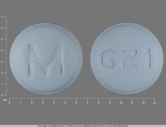 Pill M G21 Blue Round is Galantamine Hydrobromide