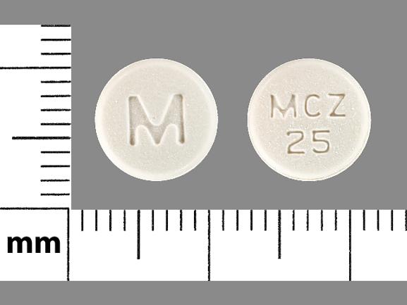 Meclizine hydrochloride 25 mg M MCZ 25