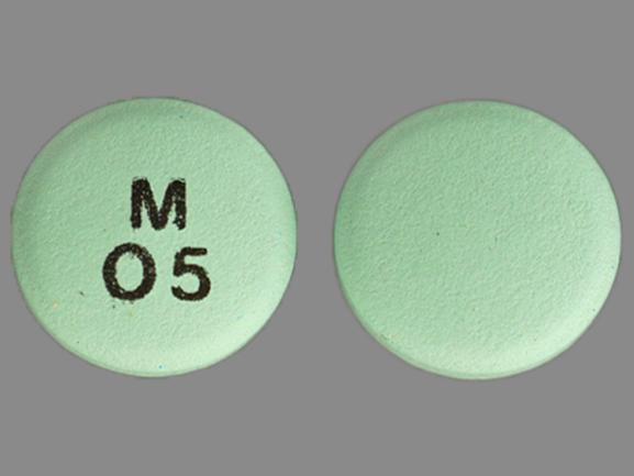 Pill M O 5 Green Round is Oxybutynin Chloride Extended Release