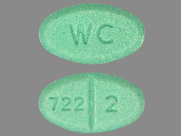 Pill 722 2 WC Green Oval is Estrace