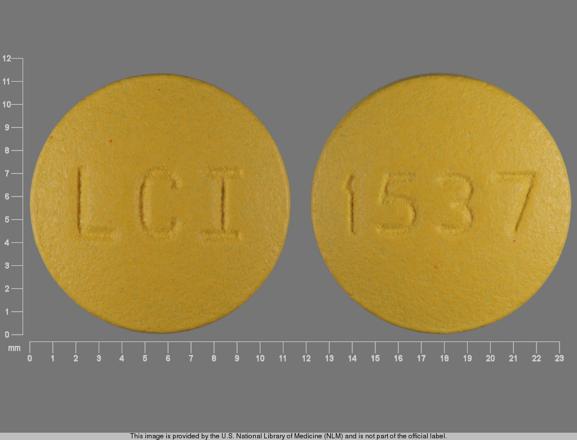 Pill LCI 1537 Yellow Round is Doxycycline Monohydrate