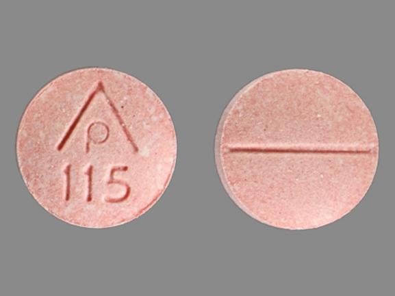 Pill AP 115 Pink Round is Meclizine Hydrochloride