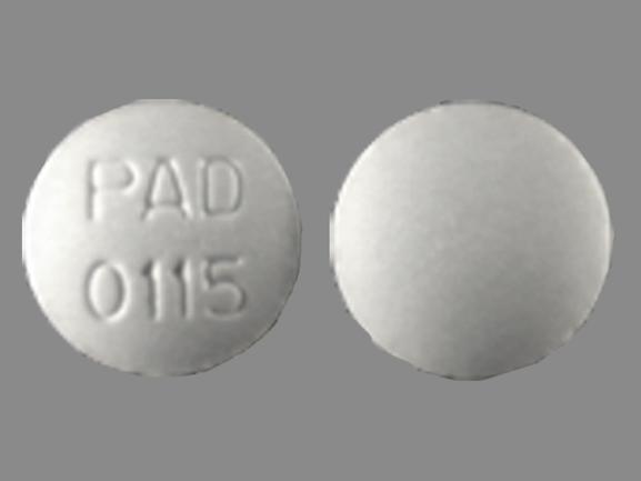 Pill PAD 0115 White Round is Flavoxate Hydrochloride