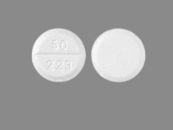 Pill 50 223 White Round is Liothyronine Sodium