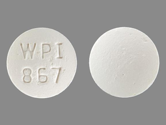 Pill WPI 867 White Round is Bupropion Hydrochloride Extended-Release (SR)