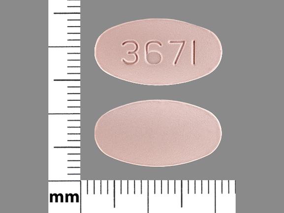 Pill 3671 Pink Oval is Nabumetone