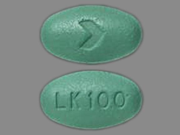 Pill LK100 > Green Oval is Losartan Potassium