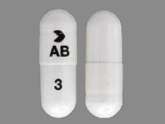 Pill > AB 3 White Capsule/Oblong is Amlodipine Besylate and Benazepril Hydrochloride