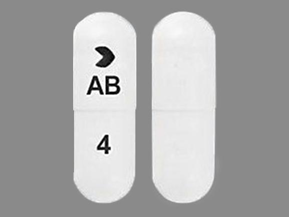 Pill > AB 4 White Capsule/Oblong is Amlodipine Besylate and Benazepril Hydrochloride