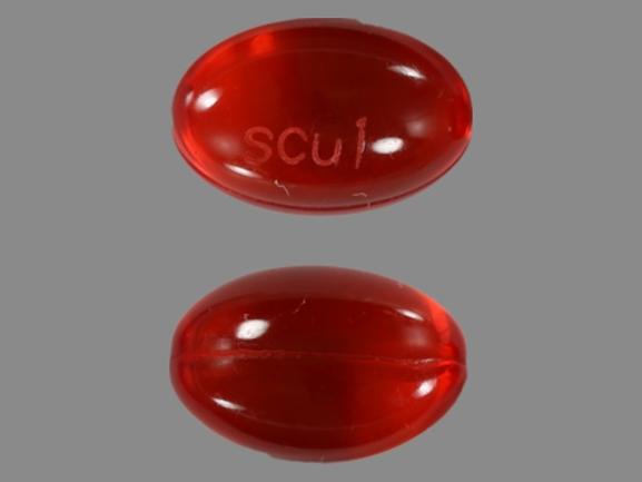 Pill SCU1 Red Elliptical/Oval is Docusate Sodium