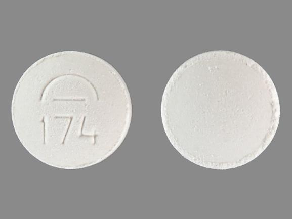 Pill Logo 174 White Round is Magnesium Oxide