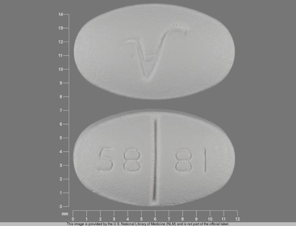 Pill 58 81 V White Oval is Spironolactone