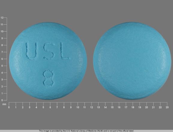 Pill USL 8 Blue Round is Potassium Chloride Extended-Release