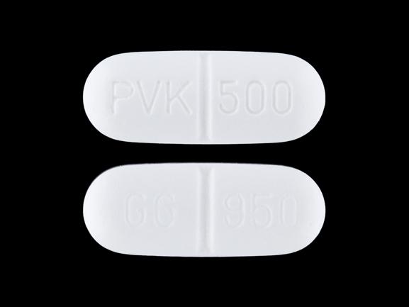 GG 950 PVK 500 Pill White Oval 17mm - Pill Identifier