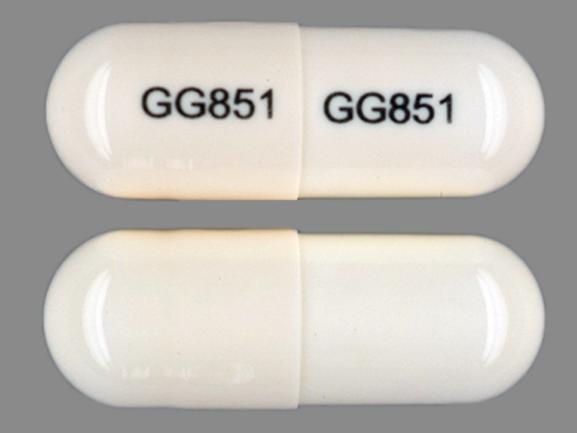 Pill GG 851 GG 851 White Capsule-shape is Ampicillin Trihydrate