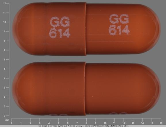 Pill GG 614 GG 614 Brown Capsule/Oblong is Ranitidine Hydrochloride