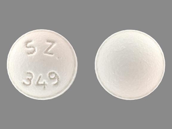 Pill SZ 349 White Round is Hydrochlorothiazide and Losartan Potassium