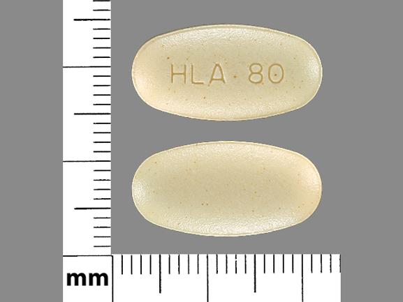 Pill HLA 80 Yellow Oval is Atorvastatin Calcium