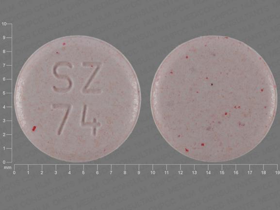 Pill SZ 74 Pink Round is Montelukast Sodium (Chewable)