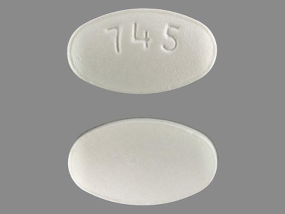 Pill 745 White Oval is Hydrochlorothiazide and Losartan Potassium