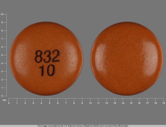 Pill 832 10 Yellow Round is Chlorpromazine Hydrochloride
