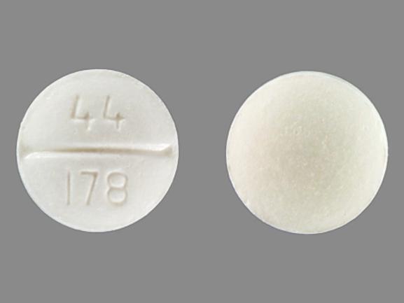 Pill 44 178 White Round is Pseudoephedrine Hydrochloride and Triprolidine Hydrochloride 2.5mg