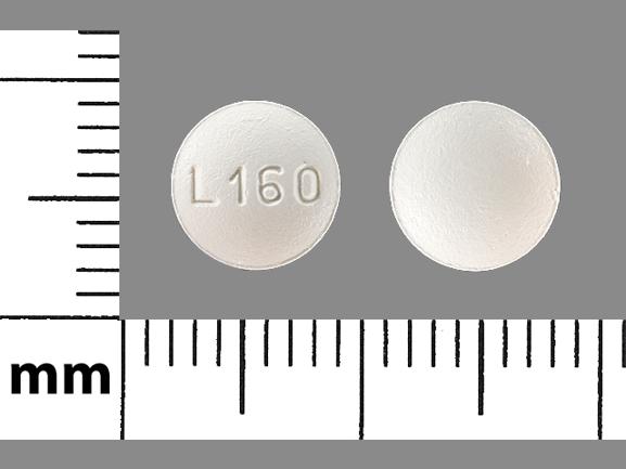 Pill L160 White Round is Donepezil Hydrochloride