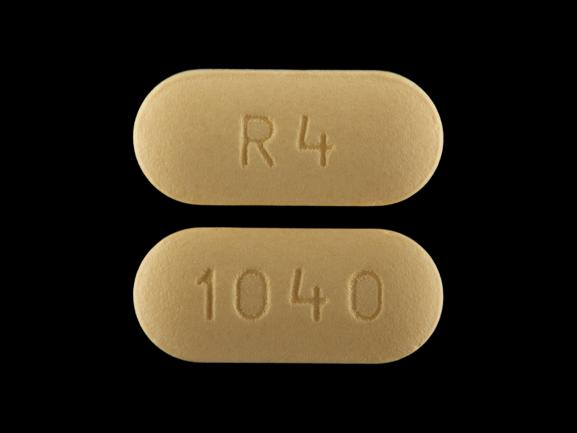 Pill R 4 1040 Yellow Capsule/Oblong is Risperidone