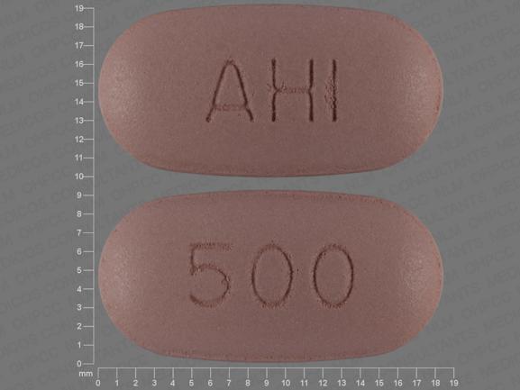 Pill AHI 500 Purple Capsule/Oblong is Mycophenolate Mofetil