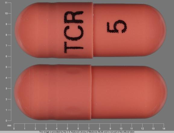 Pill TCR 5 Pink Capsule/Oblong is Tacrolimus