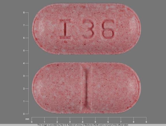 Pill I36 Pink Capsule/Oblong is Glyburide