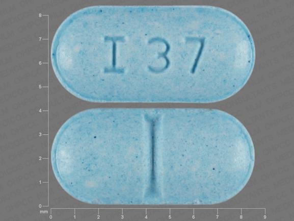 Pill I37 Blue Capsule/Oblong is Glyburide