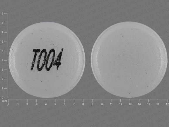 Pill T004 White Round is Donepezil Hydrochloride