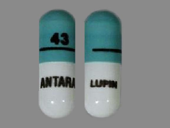 Pill 43 ANTARA LUPIN Green & White Capsule/Oblong is Antara