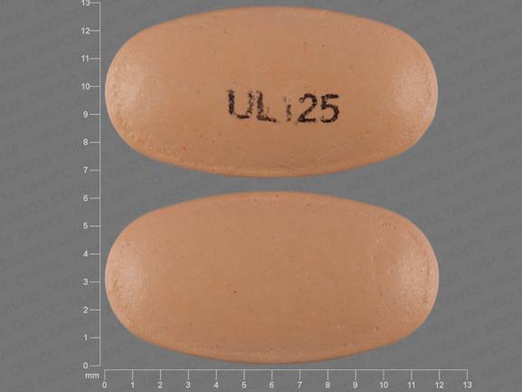 Pill UL 125 Orange Capsule/Oblong is Divalproex Sodium Delayed Release