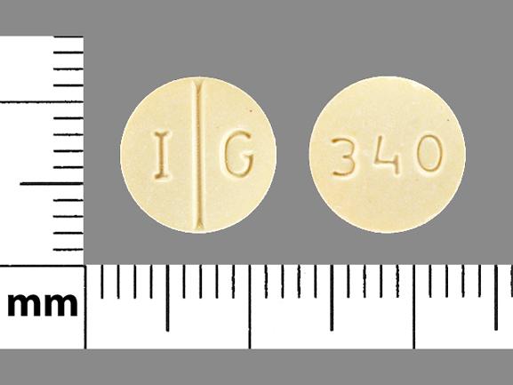 Pill I G 340 Yellow Round is Naproxen